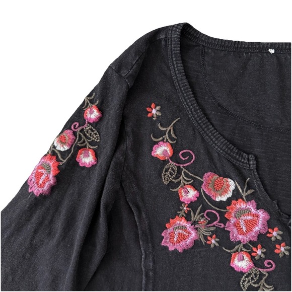 Sundance Embroidered Shirt Womens Medium Dark Floral Boho Fairy Grunge Hippie - Picture 4 of 8